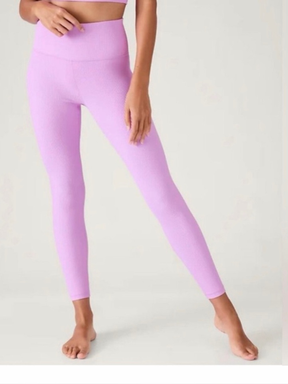 Athleta Lavender High-Waist Ribbed Leggings sz xl ribbed